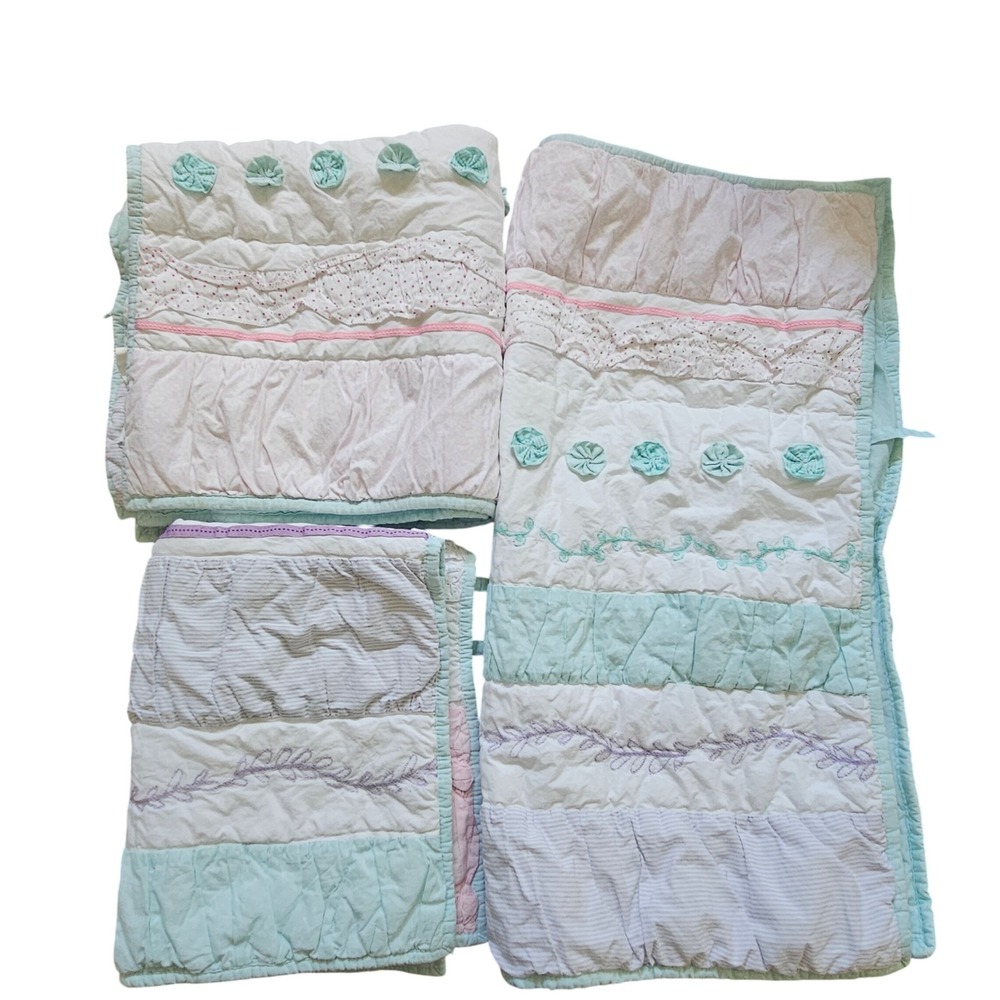 Pottery Barn Kids Bailey Euro Shams Set‎ 3 Pc Patchwork Cotton Girls Bed Quilted